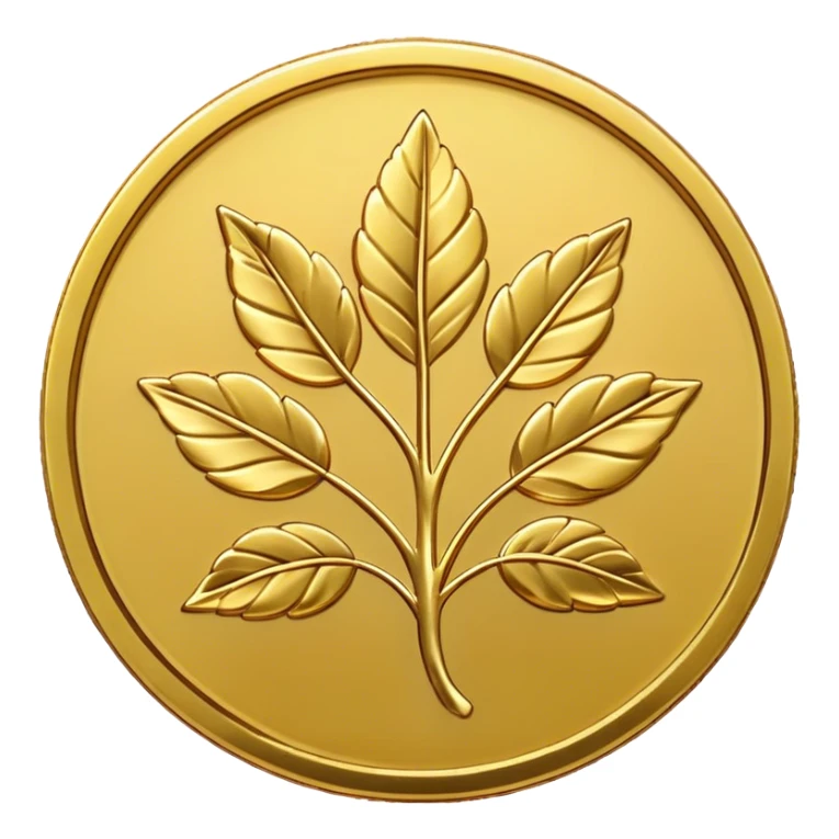 gold coin with clever with 5 leaves sticker