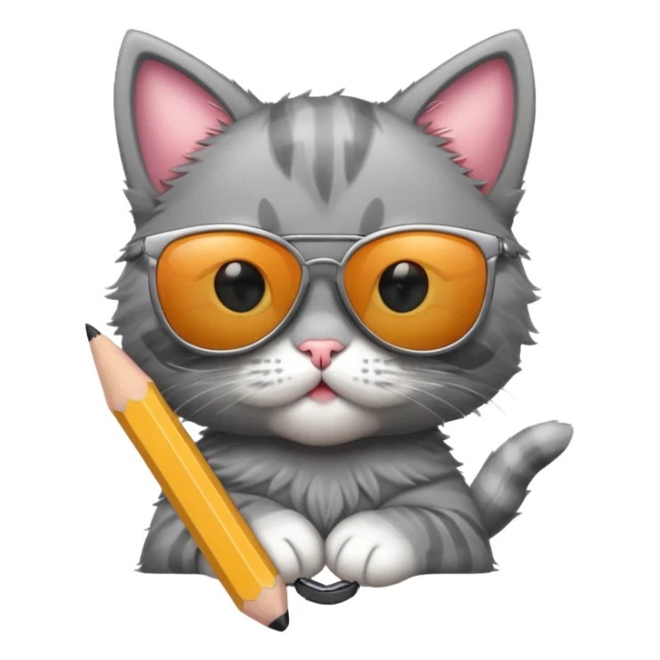A big pencil with a kitten in sunglasses sticker