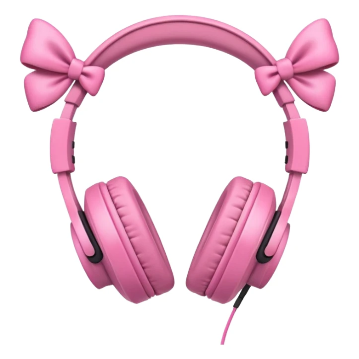 pink headphones with bows, simple and cute emoji style sticker
