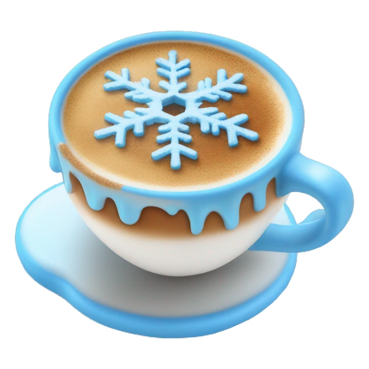 Cappuccino with a blue snowflake on foam sticker