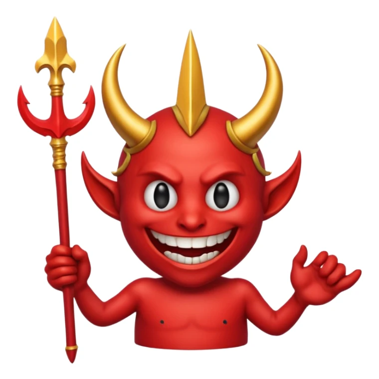 A red demon smiley face holding a trident and it looks like this (😈) but red and holds a golden trident sticker