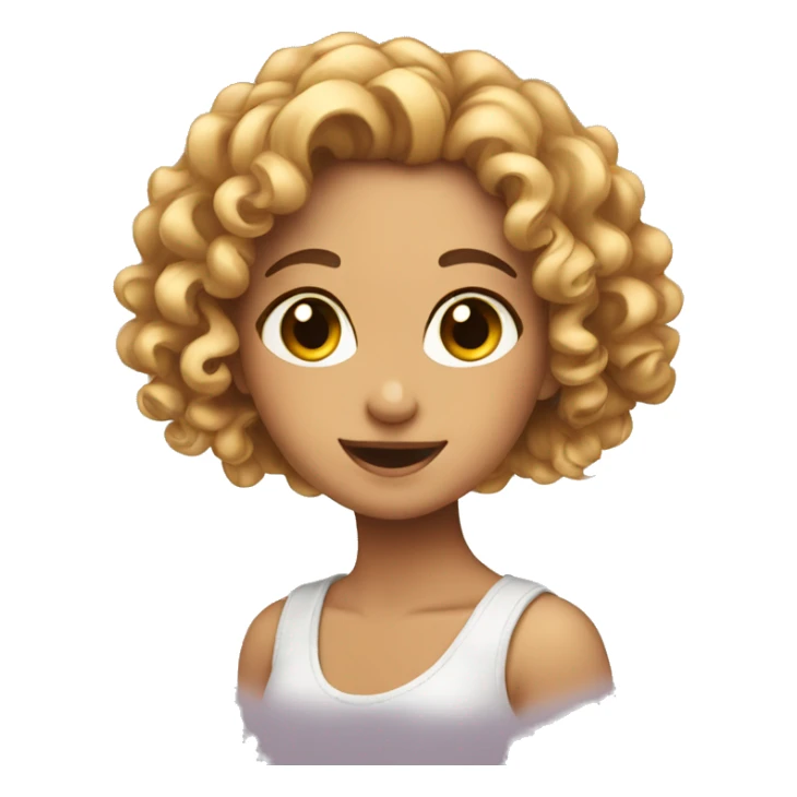 a girl emoji that is so beatiful with curly ha sticker