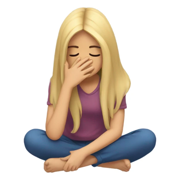  girl ashamed of herself of hiding face in hands sticker