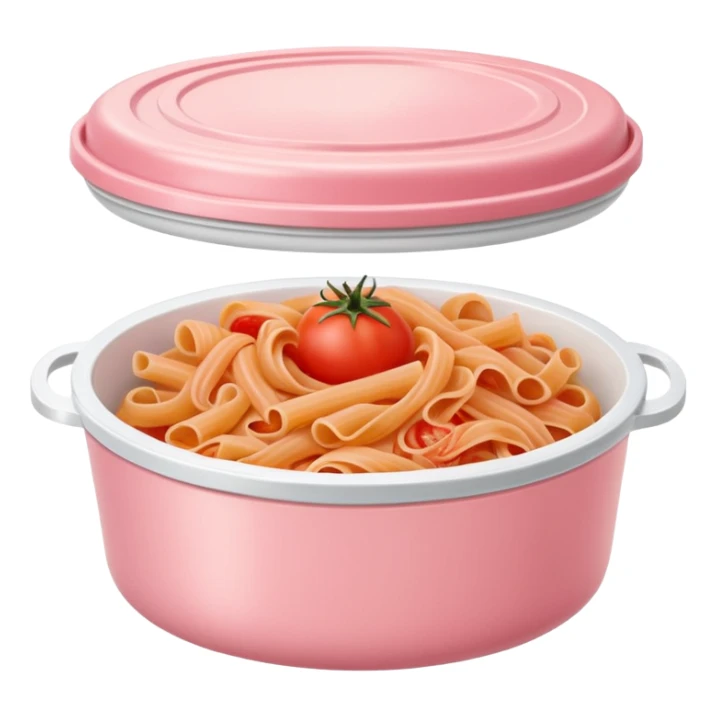 pastel pink food container with tomato pasta inside sticker