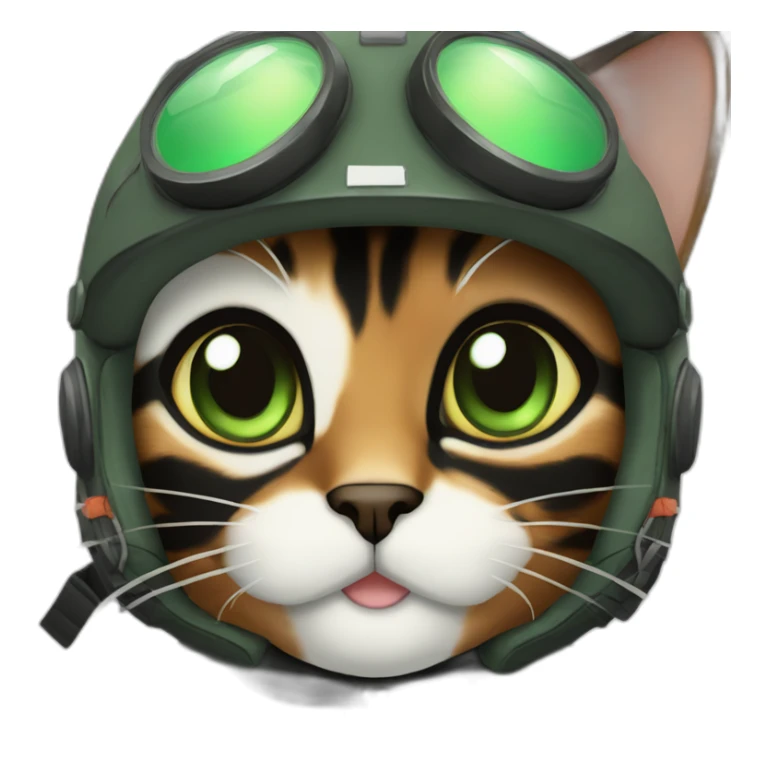 full brown and black calico cat with green eyes dressed as a pilot sticker