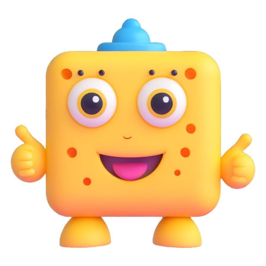yellow sponge character with big eyes and a smile, inspired by SpongeBob sticker