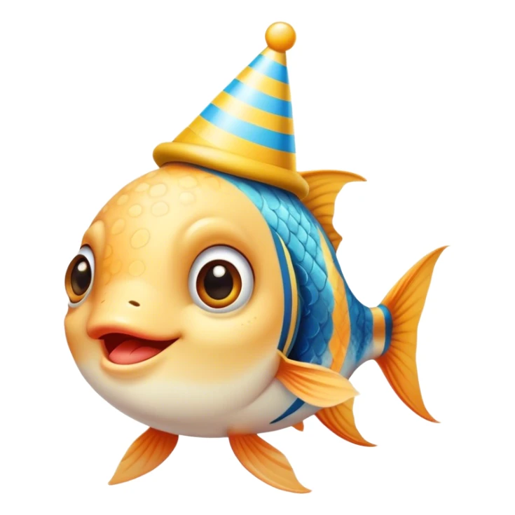 Birthday cute fish with birthday hat sticker