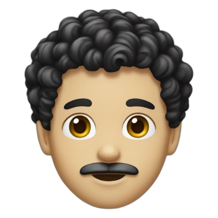 boy curly black hair mustache sticker