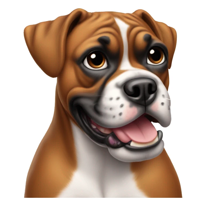 boxer dog smile listen music with airpods sticker