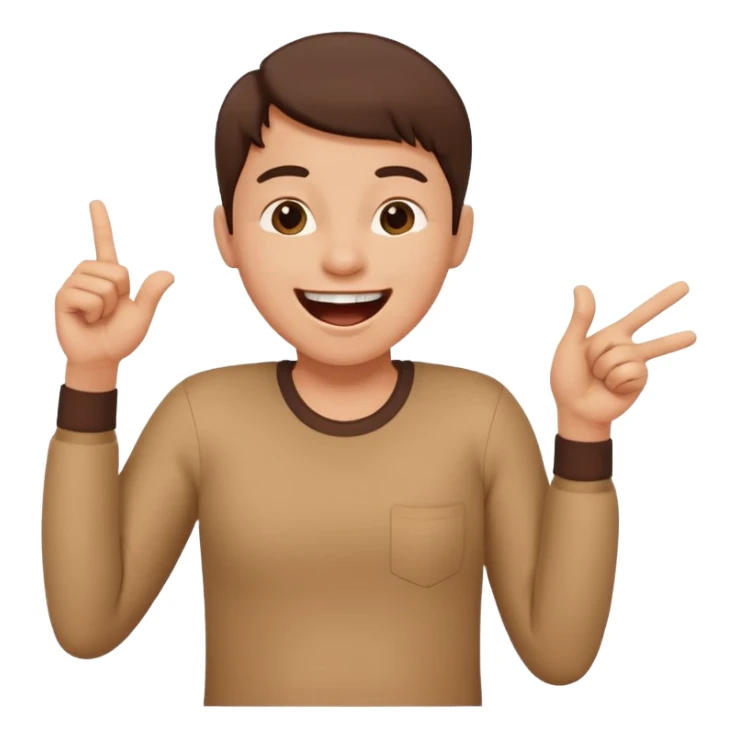 A person laughing with one hand pointing straight and one hand on his stomach sticker