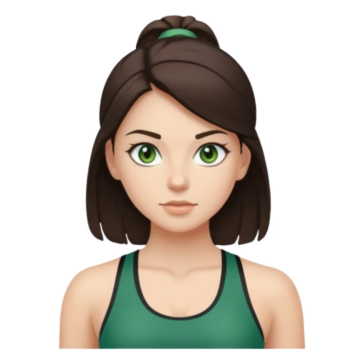 Brunette girl with dark green eyes, wearing workout clothes  sticker