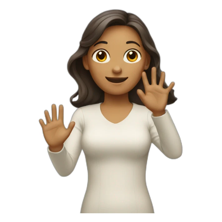 Waving woman has eight fingers sticker