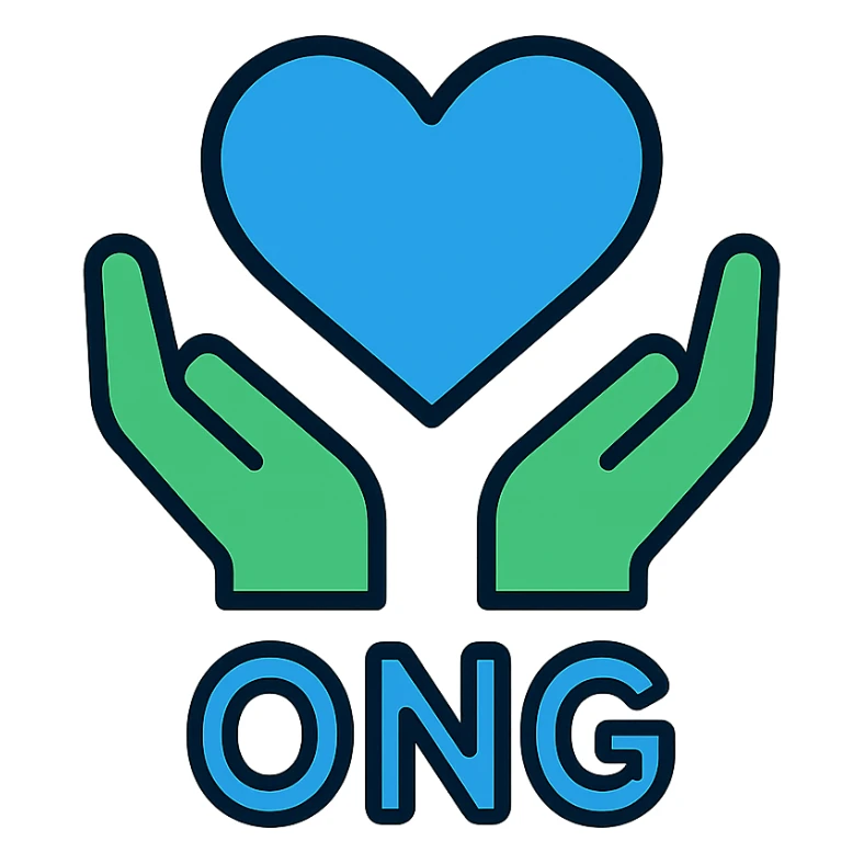 ONG logo, minimal, geometric, blue and green color scheme, clean lines, vector style sticker