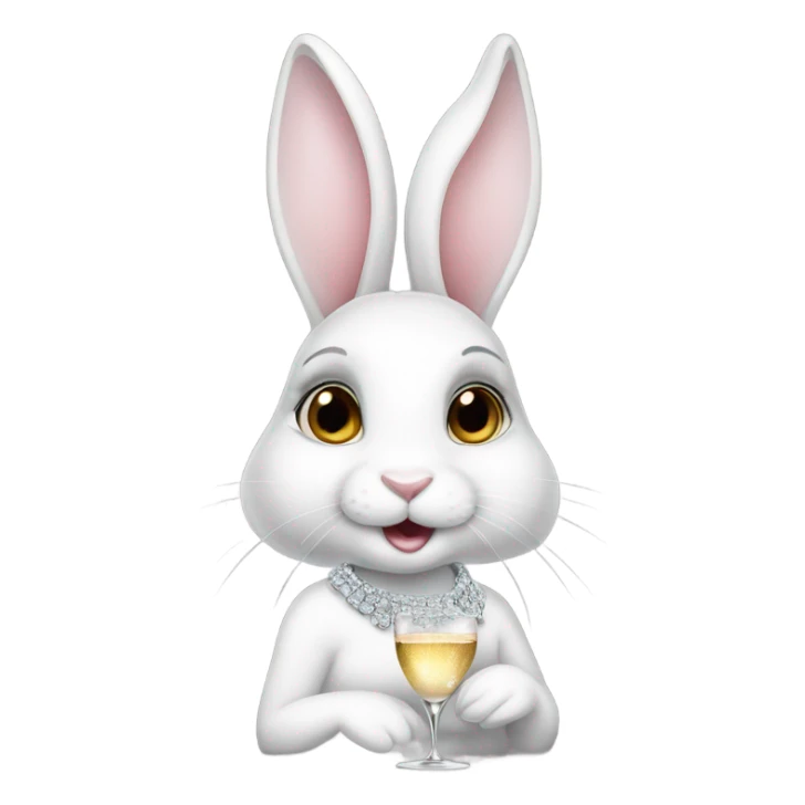 white female bunny wearing diamonds drinking champagne  sticker