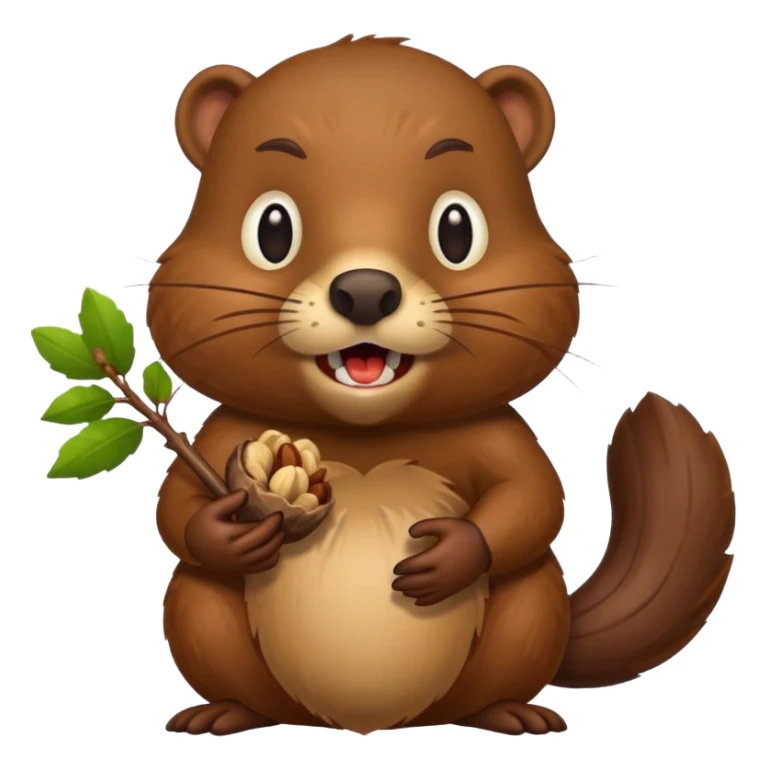 A beaver with nuts stuffed in his mouth sticker