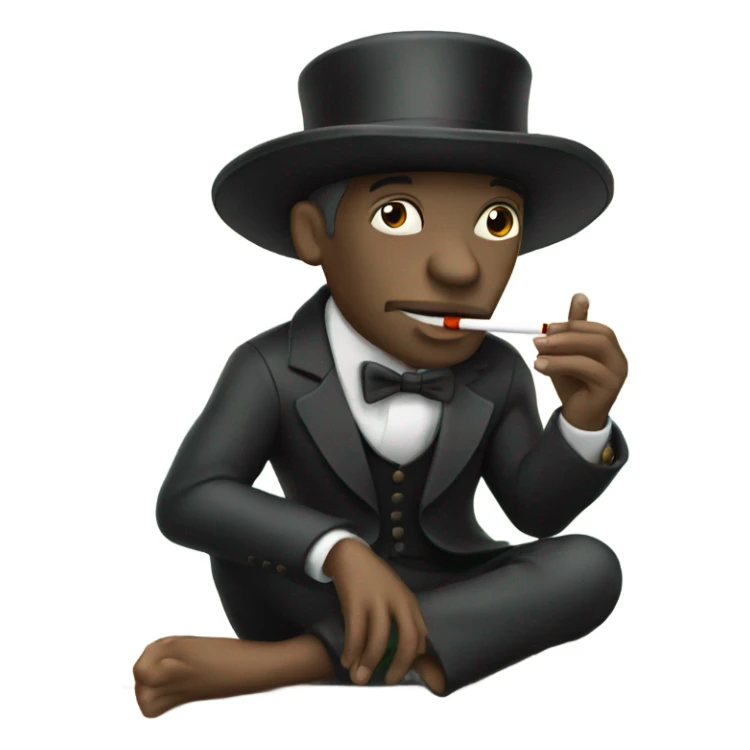man with top hat smoking a cigarette on a surf board sticker