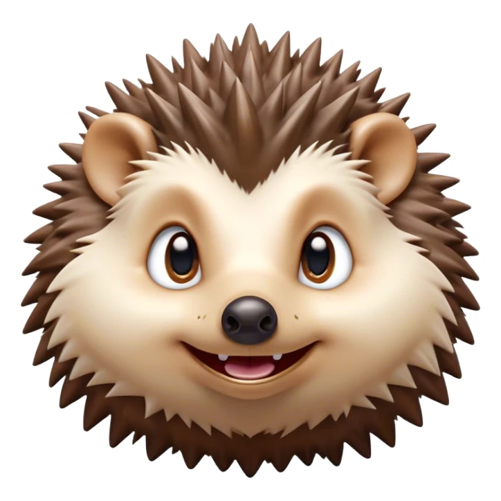 Cinematic Comical Hedgehog Portrait Emoji, Head tilted dramatically with an exaggeratedly amused expression, featuring a striking spiky brown Fur with a quirky, scrunched-up face and wide, expressive eyes filled with playful disbelief, Simplified yet hilariously expressive features, highly detailed, glowing with a slightly sassy glow, high shine, dramatic yet playful, stylized with an air of cheeky mischief, bright and endearing, soft glowing outline, capturing the essence of a spirited and over-the-top hedgehog, so meme-worthy it feels like it could roll its spines into internet fame instantly! sticker