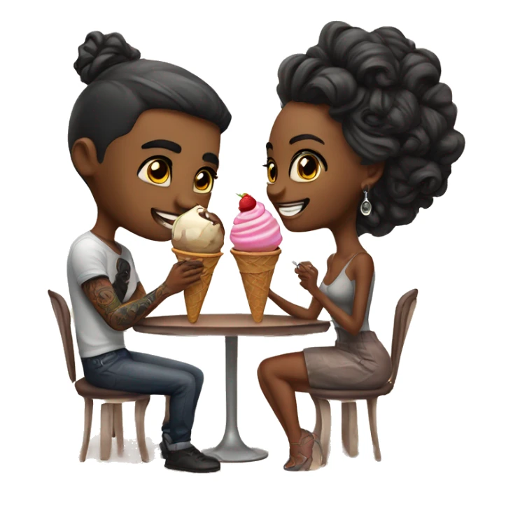 Romantic ice cream date for beautiful tattooed couple sticker