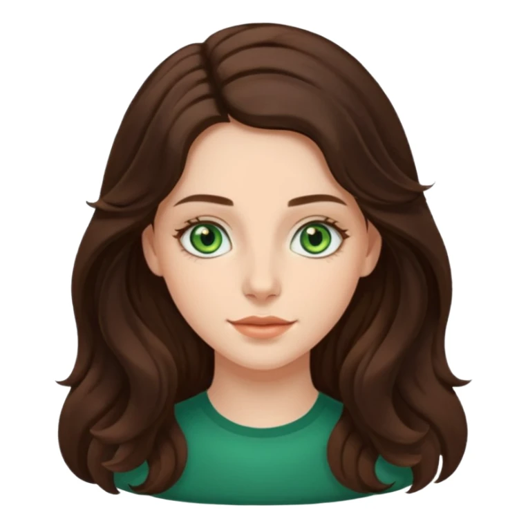 Clara Soccini , una ragazza di 26 anni con i capelli lunghi e ondulati e gli occhi verdi e piccoli a mandorla, i capelli sono castano scuro , ha il viso allungato sticker