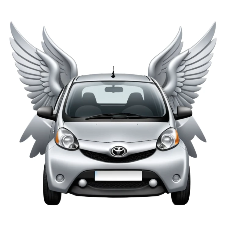2008 Toyota Aygo Silver with Wings and Halo sticker