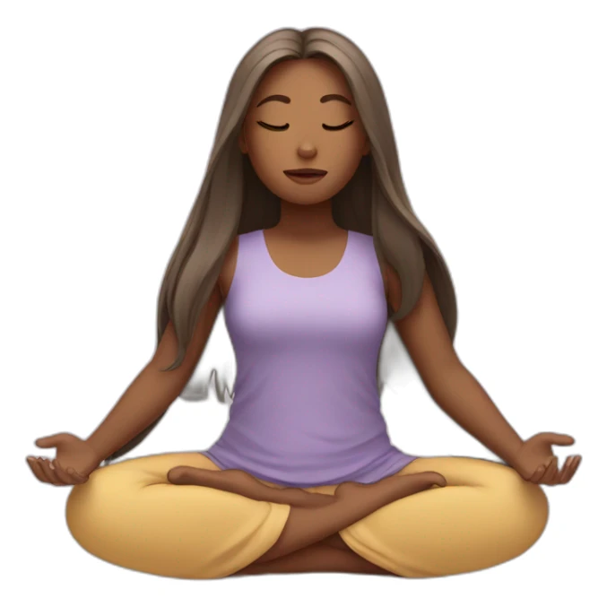 a girl with long hair is meditating sticker