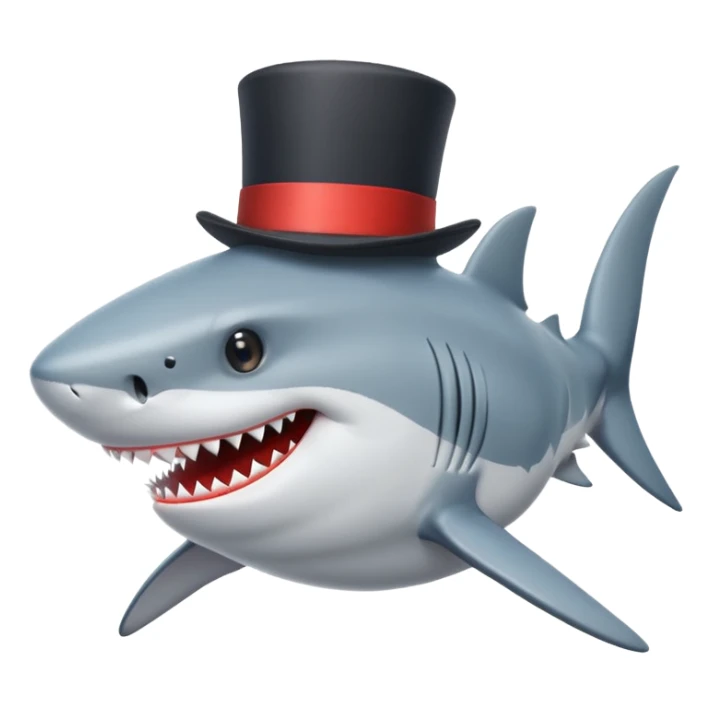 Shark with a top hat sticker