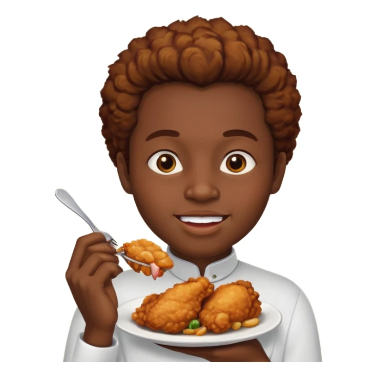 create an african person eating fried chicken sticker
