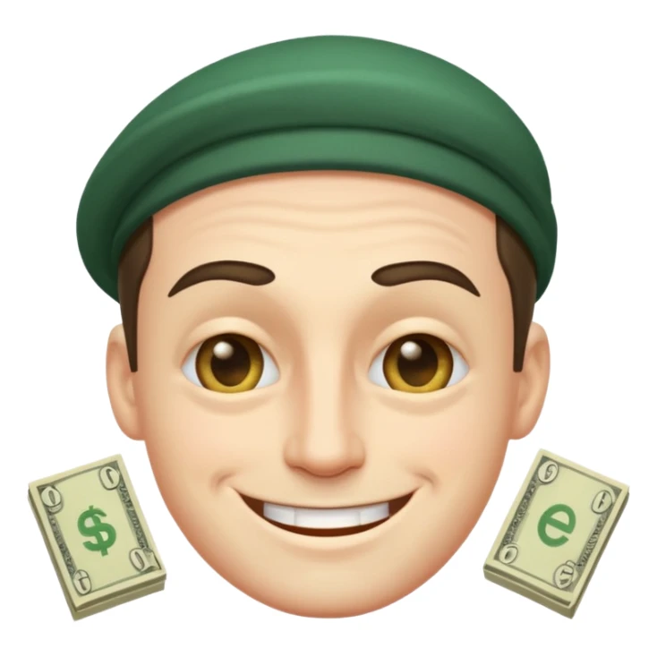 apple imoji man with money eyes smiling and winking sticker