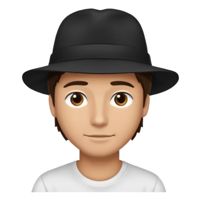 Male brunette movie producer black hat white tshirt  sticker