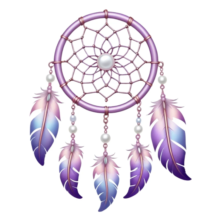 Iridescent Pastel white-pink-Violet-purple lavender dreamcatcher, white bead pearls, silver accents, rose metal  sticker
