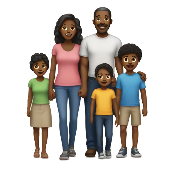 black family with both parents one son and 3 daughters sticker