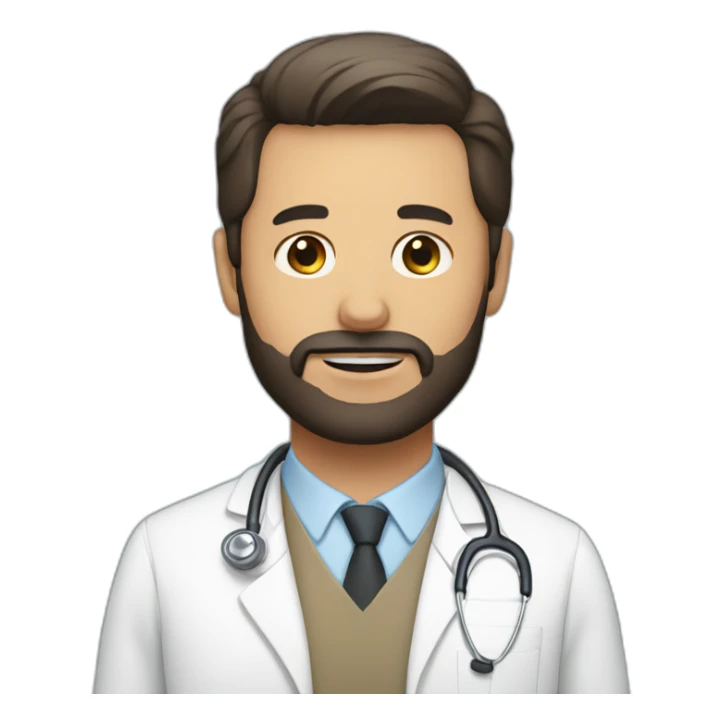 white doctor brown beard and short black hair on the head sticker