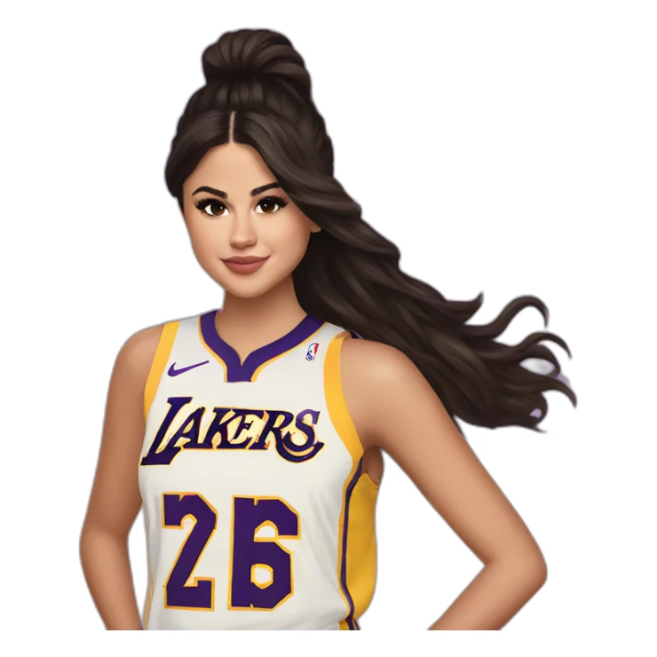 selena gomez wearing lakers jersey sticker