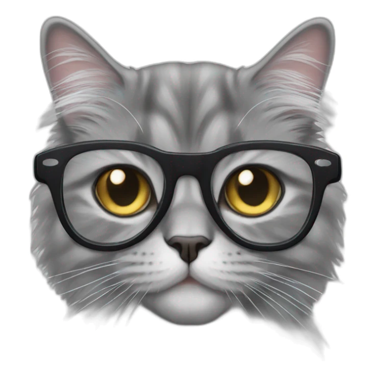 Grey Cat British Longhair with glasses sticker