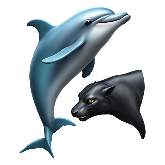A dolphin next to a panther next to a maverick bull sticker
