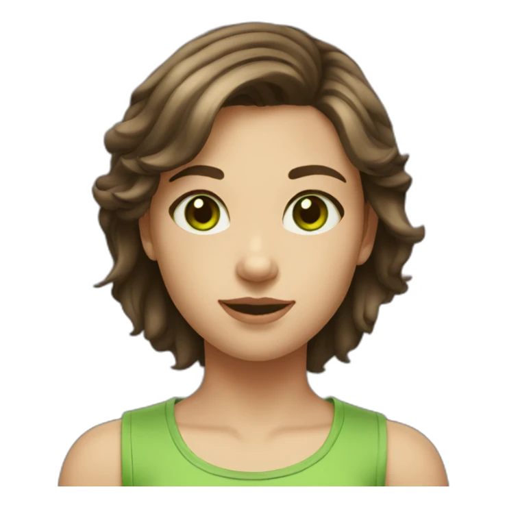 Young girl with short brown hair and green eyes sticker