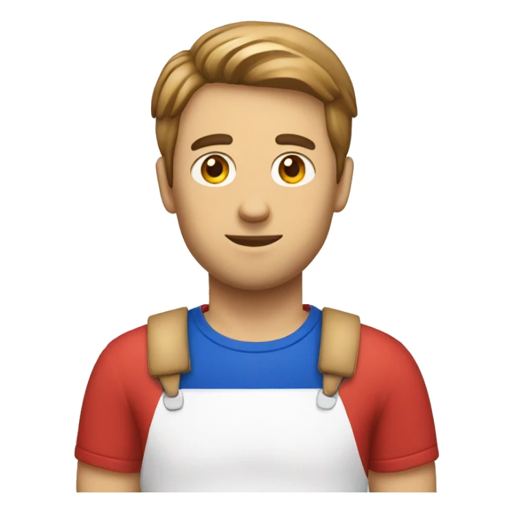 A French man with a baguette and blue white red tshirt sticker