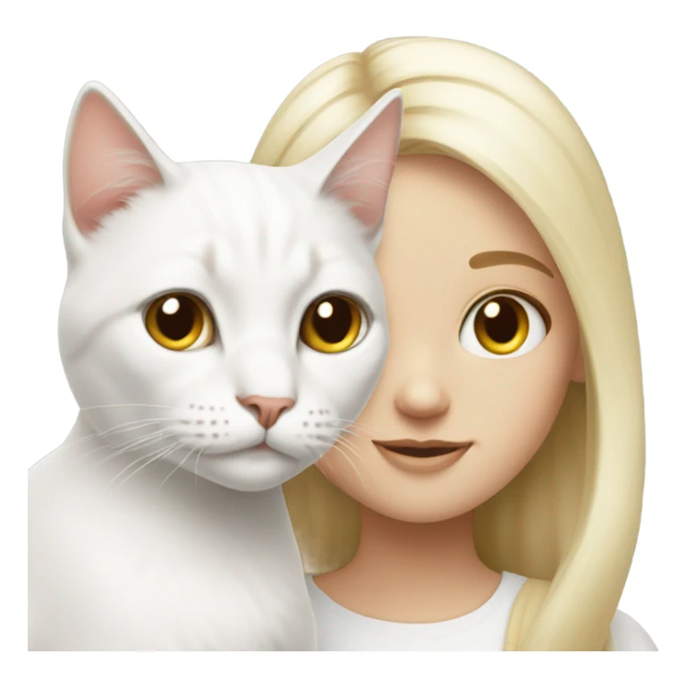 white cat with blonde girl sticker