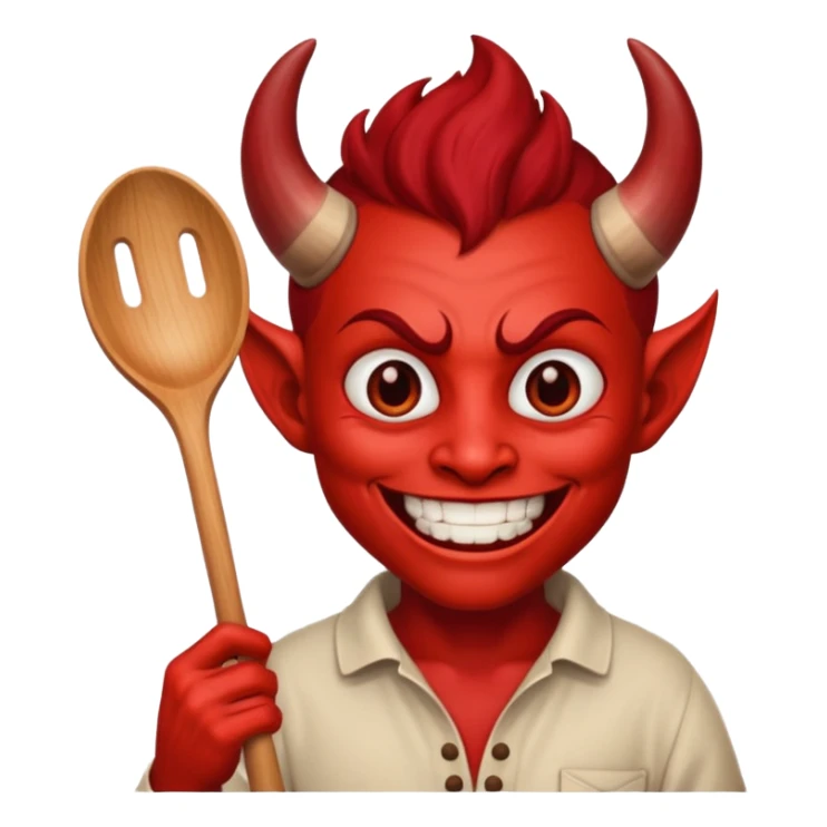 Cooker like demon with a smile and wooden spoon sticker