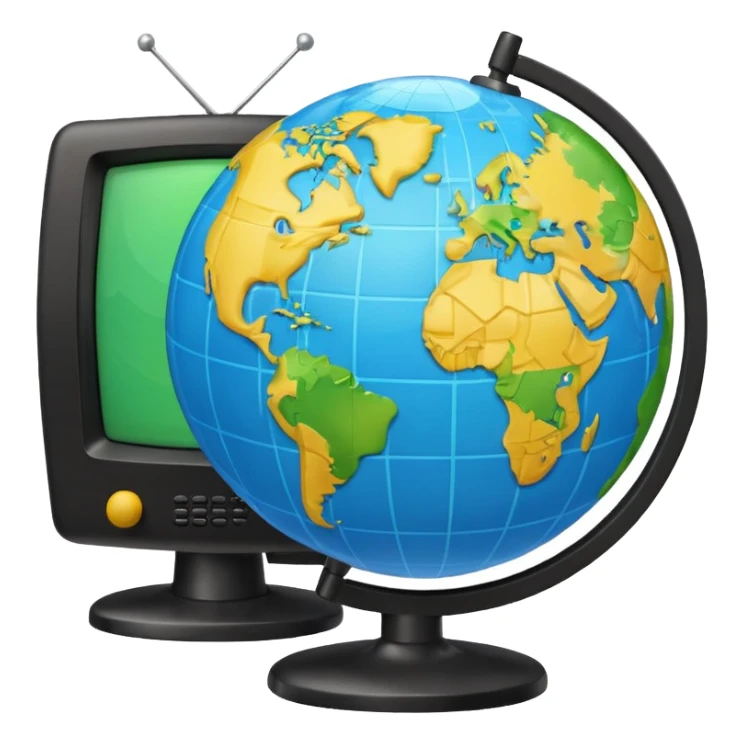 Tv with an globe in emoji style sticker