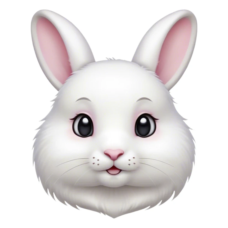 Cinematic Cute White Rabbit Portrait Emoji, Head tilted playfully and inquisitively, featuring a luxurious, silky white fur with soft, twitching ears, round, sparkling dark eyes filled with curiosity, Simplified yet irresistibly adorable features, highly detailed, glowing with a warm, friendly glow, high shine, affectionate and lively, stylized with a touch of whimsy, bright and endearing, soft glowing outline, capturing the essence of a mischievous yet loving bunny, so playful it feels like it could hop out of the screen and into your arms! sticker