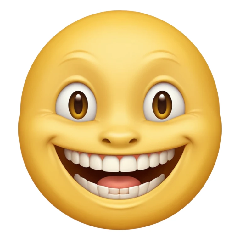 a smiling yellow face with very big teeth like the trivago guy sticker