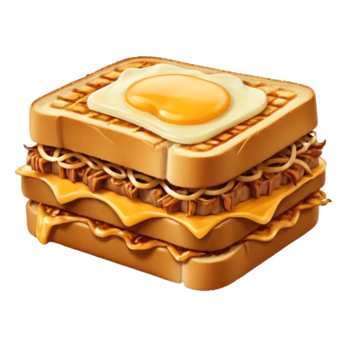 BBQ pulled pork frisco melt on texas toast with crispy onions, no egg on top sticker