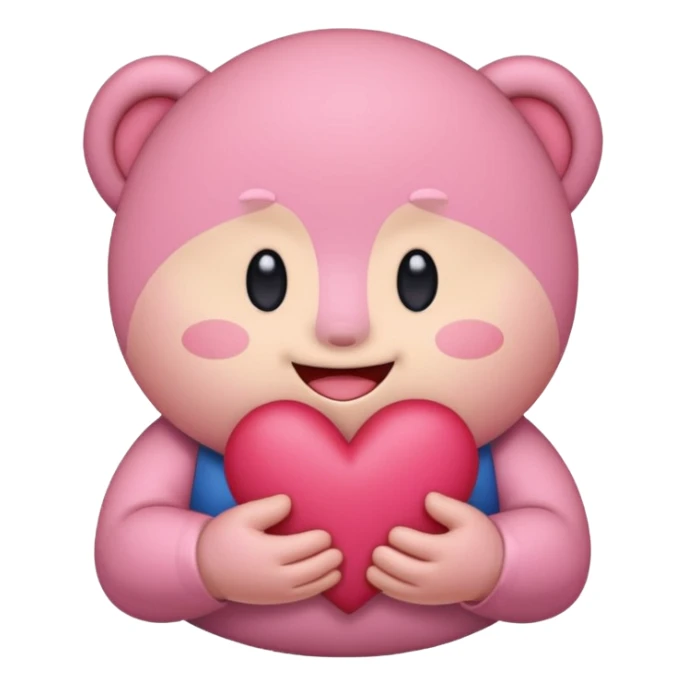 create a chibi sticker of Kirby smiling with a heart in his hands sticker