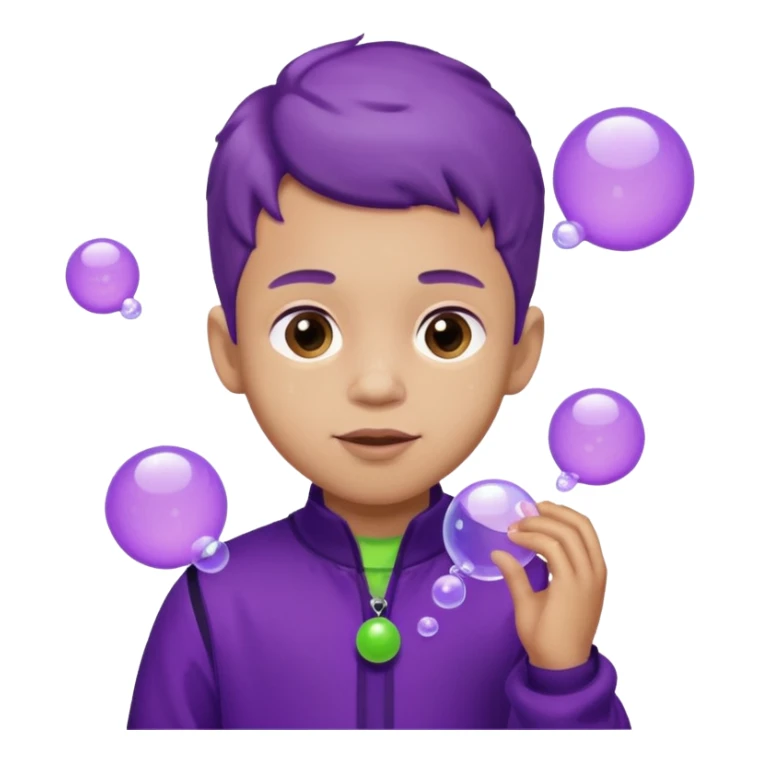 Kids in Fruit Clothes 
A boy in a grape outfit with round purple bubbles. 




































 sticker