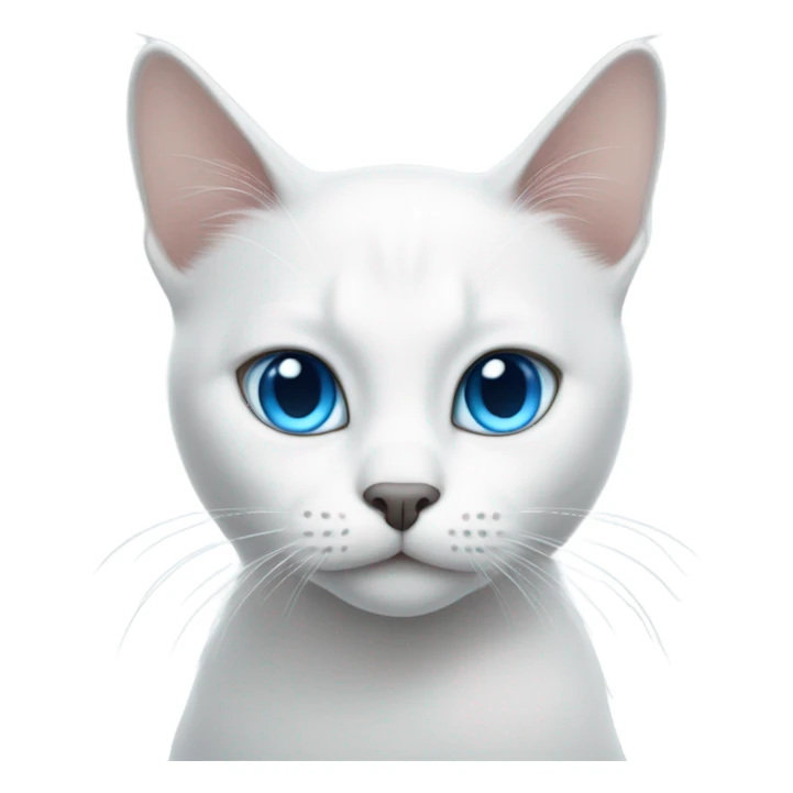 White cat with blue eyes and a gray ear sticker