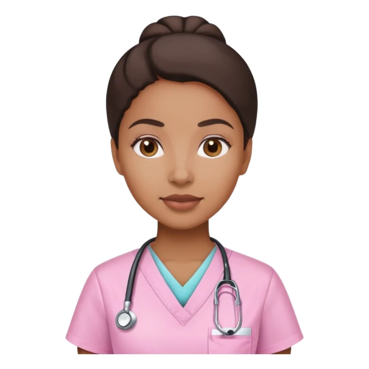 Dark brown woman in Light pink scrubs sticker