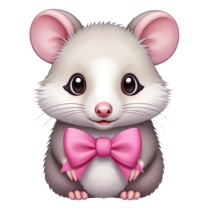 Opossum with a pink bow sticker