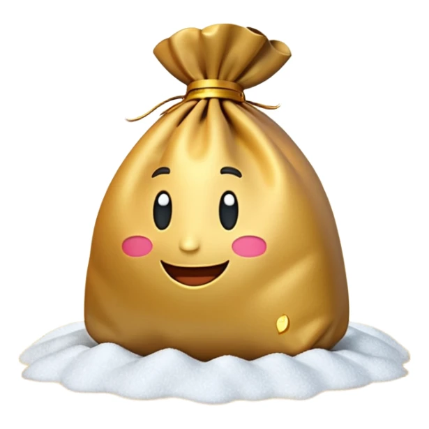 3D emoji style, money bag with dollar bills, New Year theme, snow particles, festive lighting, rich vibe, high detail, transparent background

 sticker