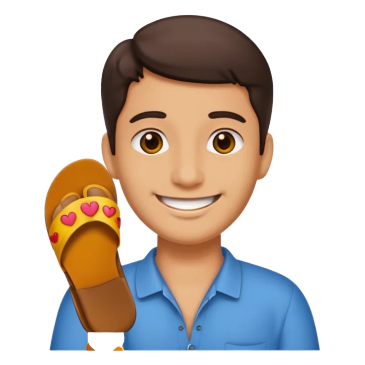 Smile, emoji, holding a chappal sticker